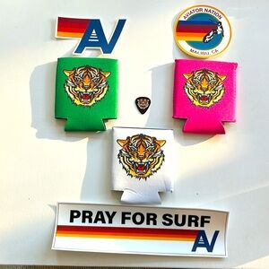 - - NEW Aviator Nation Tiger KOOZIES  Guitar Pic, Stickers Swag